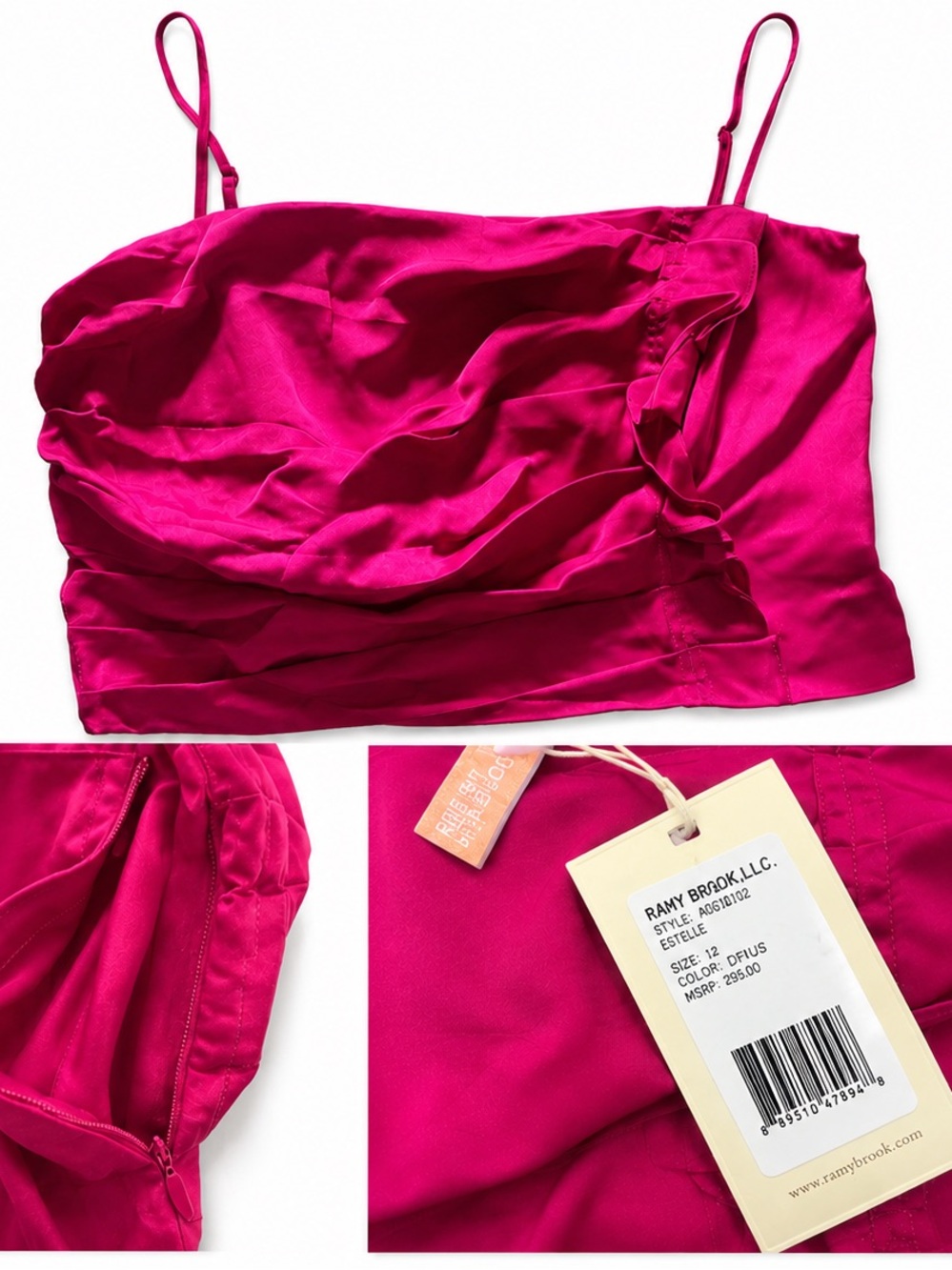 Ramy Brook Estelle Fuchsia Ruched Cami Top NWT Size 12 MSRP $295